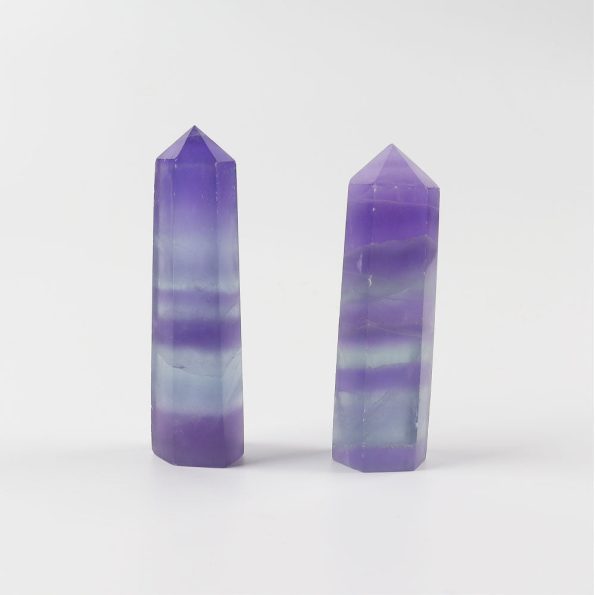 Set di 2 punte di cristallo di fluorite